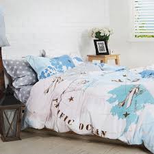 Novelty gift airplane captain kids children bedding duvet cover set pillow case. Boys Light Blue White And Coffee World Map Vintage Airplane Print Modern Chic Unique 100 Cotton Damask Full Queen Size Bedding Sets Enjoybedding Com