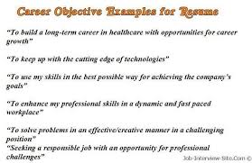Sample Career Objectives Examples For Resumes