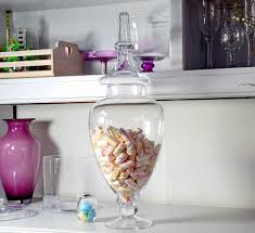 Old large french glass quinine apothecary jar pink case glass measures 1 foot tall and 6 inches in diameter at base. Large Glass Jar With Lid 71cm Fleur Bonbons Apothecary Style Solavia Glassware