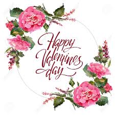 Happy valentine's day flowers images. Valentine Flower Wreath Watercolor Hand Drawing Flower Illustration With Inscription Happy Valentines Day Stock Photo Picture And Royalty Free Image Image 93564253