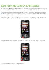 Hard Reset MOTOROLA XPRT MB612 ...