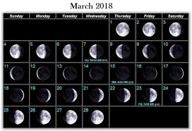 March 2018 Moon Phases Calendar Moon Phase Calendar Moon