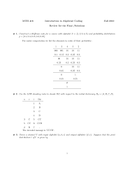I j k l m n o p q r s t u v w. 13 Questions On Introduction To Algebraic Coding With Solution Mth 416 Docsity