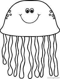 Line art design for adult colouring book with. Smiling Jellyfish Coloring Page Coloringall