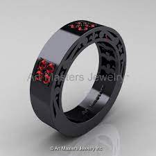 Mens Modern Vintage 14k Black Gold Ruby Wedding Band R474m 14kbgr Black Diamond Wedding Bands Ruby Wedding Band Black Diamond Wedding Rings