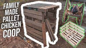 The hen chicken coop has a slanted roof, windows covered with wire for protection, a chicken pop door, and a ramp. Can You Build A Chicken Coop Out Of Pallets Youtube