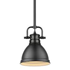 Golden Lighting Duncan 1 Light Black Mini Pendant And Rod With Matte Black Shade 3604 M1l Blkblk The Home Depot