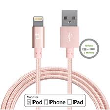 Apple Mfi Certified Lightning Braided Sync Charge Usb 10ft Cable Cord Strong Heavy Duty For Iphone Ipad Rose Iphone Charger Iphone Charger Cord Apple Charger