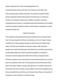Most areas of modern society take advantage of computing power. Calameo Computers Essay Essay On The Topic Of Computers In Our Daily Lives
