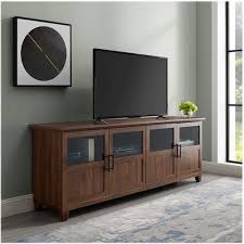 Walker Edison Tv Cabinet For Most Tvs Up To 78 Dark Walnut Bb70gd4ddw Best Buy Living Room Tv Stand Tv Stand With Doors Home