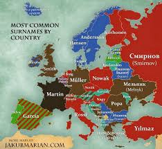 This Map Shows The Most Common Surnames In Europe Map Christmas In Europe Infographic Map