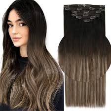 The color is an excellent choice for confident women who love taking care of their hair, applying masks and treatments. Amazon Com Sunny Black Brown Balayage Clip In Hair Extensions Ash Brown Ombre Balayage Hair Extensions Clip In Remy Human Hair Extensions 14inch 7pcs 120g Beauty
