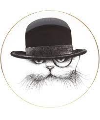 Because I Love Cats Black Cat With A Bowler Hat By Rory Dobner Printed On A China Plate Liberty Co Uk Hat Illustration Steampunk Animals Cat And Dog Art