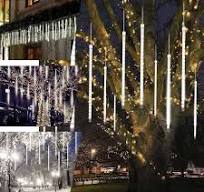 8 Tubes LED String Lights 12" Hanging Icicle Design Clear - Waterproof  Meteor Shower Effect
