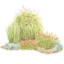 Create A Lush Low Maintenance Landscape With This Corner Of Grasses Garden Plan Front Yard Garden Garden Planning Small Space Gardening