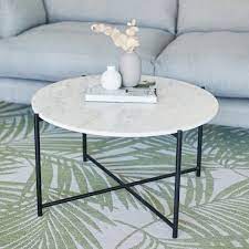 This coffee table is also available in black. White Marble Aria Round Coffee Table Modern Coffee Tables