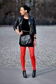 Just like red and fuchsia. Ida R Asos Red Tights Pimkie Leather Jacket H M Ankle Boots H M Purse Red Lookbook