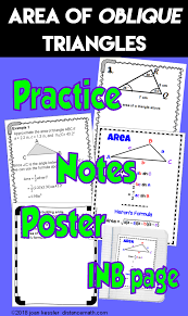 Students Practice Finding The Area Of Oblique Triangles With Guided Notes Interactive Notebook Page Posters And Lot Math Lessons College Math Secondary Math