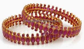 Rubies Studded Designer Bangles Latest Jewellery Designs Ruby Bangles Bangles Jewelry Designs Gold Earrings Designs