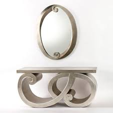 Crafted from solid rubberwood, manufactured wood, and oak veneers, its frame features flared legs. Artmax Modern Silver Console Table With Mirror Unique Furniture