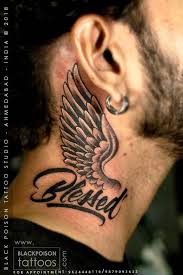 Wing Tattoo Blessed Tattoo Wings Wingtatoo Wingstattoo Blessedtattoo Necktattoo Smalltattoo Ta Small Neck Tattoos Side Neck Tattoo Neck Tattoo For Guys