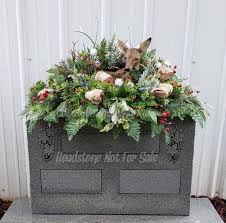 Check Out This Beautiful One Of A Kind Winter Christmas Momma Doe Baby Winter Headsto Memorial Flowers Winter Flower Arrangements Funeral Floral Arrangements