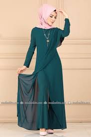 Modaselvim الافرولات Verev Kesim Kolyeli Tulum 2146ms212 Petrol Muslimah Fashion Outfits Muslim Fashion Outfits Muslim Fashion Dress