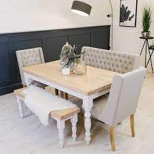 This set includes the table and 4 side chairs padded seats and a bench. Upholstered Dining Room Chairs Off 69