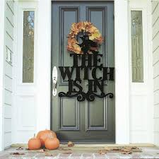 Halloween Hanging Sign The Witch Is In With Rope Party Home Wall Door Decor Ebay Door Hanging Decorations Fun Halloween Decor Halloween Witch Decorations