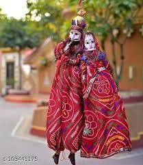 Jaipuri Craft Handcrafted Colorful Wooden Face String Puppet Kathputli in  Pair Set