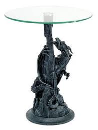 Cast resin table is reinforced with wood and fiberglass with a beveled glass top. Dragon Dragon Decor Dragon Sculpture Round Glass Table Top