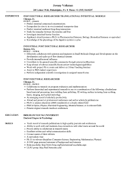 Post Doctoral Researcher Resume Samples Velvet Jobs