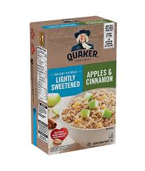 This product has 8 grams sugar. Quaker Quaker Lightly Sweetened Apples Cinnamon Instant Oatmeal Tasty Rewards