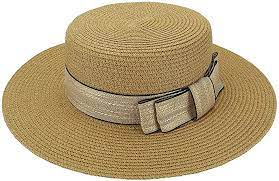 Chic Diary Women Bowknot Straw Hat Summer Fedoras Wide Brim Sun Hat Khaki Wide Brim Sun Hat Summer Fedora Hat Summer