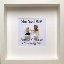 Lego Personalised Engagement Gift With Customised Minifigures Engagement Frame Gift For The Co Personalized Engagement Gifts Engagement Gifts Lego Engagement