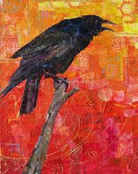 Craig Nelson A Solid Start In Oil Painting Still Life Clarion Call Original Paper Collage Crow Painting 20 X 16 On Gallery Wrapped Canvas In 2020 Crow Painting Paper Collage Paper Collage Art