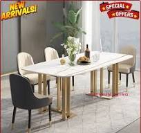 Meja makan marmer putih stainless gold top marmer purtih asli marmer  Furniture Jepara - Platinumliving Furniture Jepara