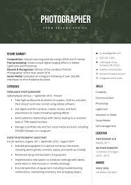 Download our best free resume templates in word here. Photographer Resume Sample Writing Tips Resume Genius