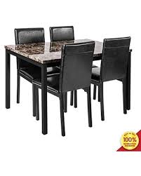 Also have a leaf that goes in the table.china cabinet is being sold with the table set. Don T Miss Sales On Hooseng Dining Table Set For 4 Faux Marble Table Top With 4 Pu Leather Metal Chairs For Home Dinette Kitchen Dining Room Black