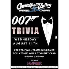 A slew of james bond movies are dropping off netflix soon. James Bond Trivia Night 08 11 21 Connecticut Valley Brewing Company