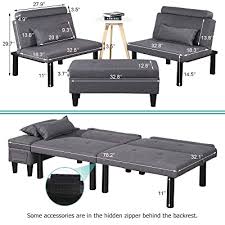 Black sola sleeper and storage futon. Buy Futon Sofa Bed Couch And Sleeper With Storage Ottoman Footstool Or Coffee Table And 2 Lumbar Pillows Tufted Adjustable Convertible Futon Sofa Bed Sleeper Couch Loveseat Small Metal Leg Linen Gray Online