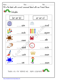A printable worksheet designed to teach beginning blends bl. Blending Worksheets For Grade1 Archives Learningprodigy