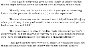 How and when to use quotation marks. Sample Student Reflections On Interview Essay Fall 2011 Download Scientific Diagram