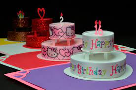 Assemble from the bottom of the card, going up. Birthday Or Wedding Cake Pop Up Card Template Creative Pop Up Cards
