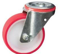 80mm Swivel Bolt Hole Castor Red Polyurethane
