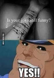 When I Tell An Emo A Joke And She Replies With A Picture Of A Cut Arm And The Quote Is Your Joke Still Funny 9gag