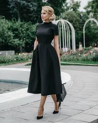Black Evening Dress Classy Dress High Neck Party Dress Midi Skirt Below The Knee Fashion Homecoming Dress Black Dresses Classy Classy Dress Black Evening Dresses