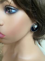 Vintage 1980s Art Deco Style Onyx-sterling Silver & Cubic Zirconia  Earrings-post/stud Earrings-vintage Jewelry-geometric Statement Earrings