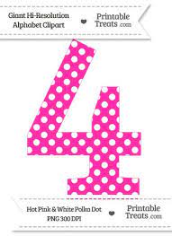 Hot Pink Polka Dot Number 4 Clipart Pink Polka Dots Polka Dot Printable Clip Art