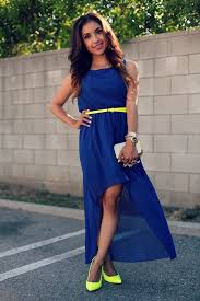 Blue Dress Yellow Shoes Neon Outfits Fashion Dresses